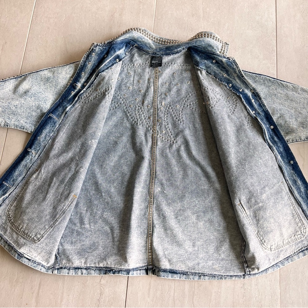 Vintage 80s Acid Washed Denim Studded Jacket Desire By Arlene - Picture 9 of 13